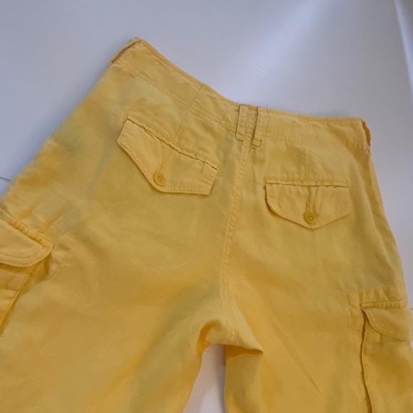 Lauren Ralph Lauren 100% Soft Linen High Rise Cargo Pants Yellow Size 8 - Picture 6 of 14